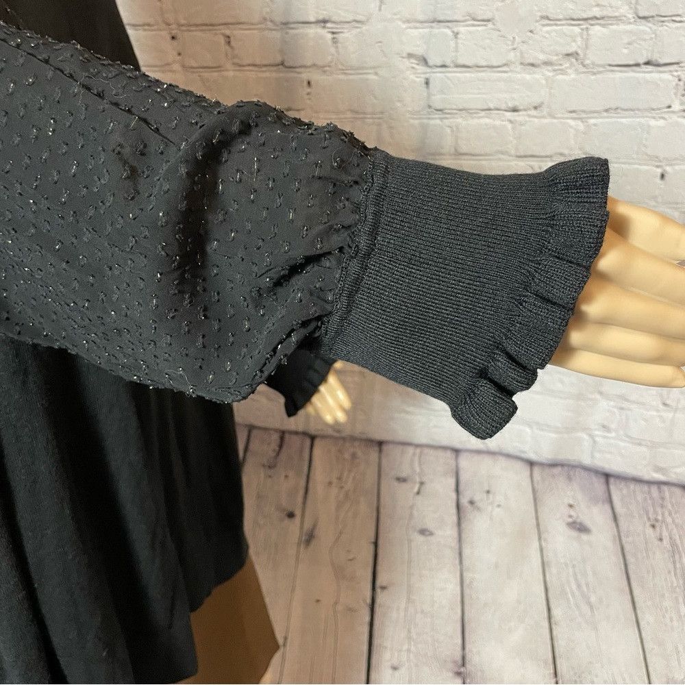 Loft NWT New LOFT Black Turtleneck Knit Wool Blend Chiffon Sleev Size 3XL / US 20-22 - 6 Thumbnail