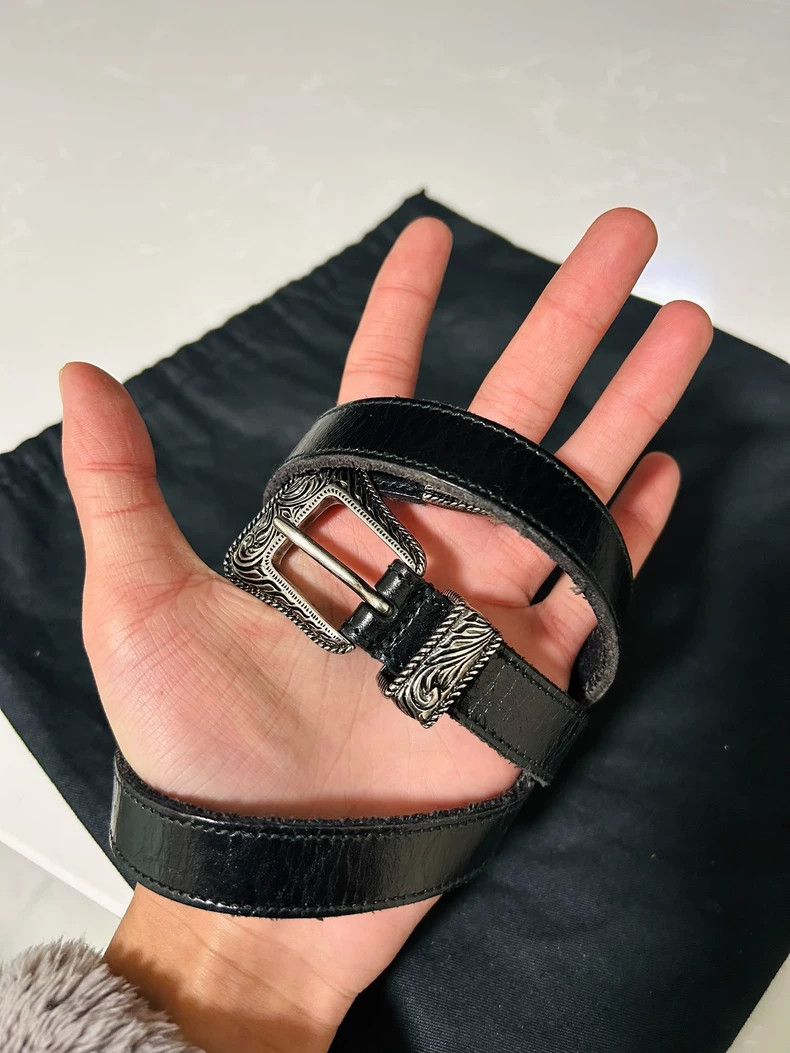 Yves Saint Laurent Saint Laurent 14ss Black Crackle Carved Belt 2502-Nextarrow Size ONE SIZE - 1 Thumbnail