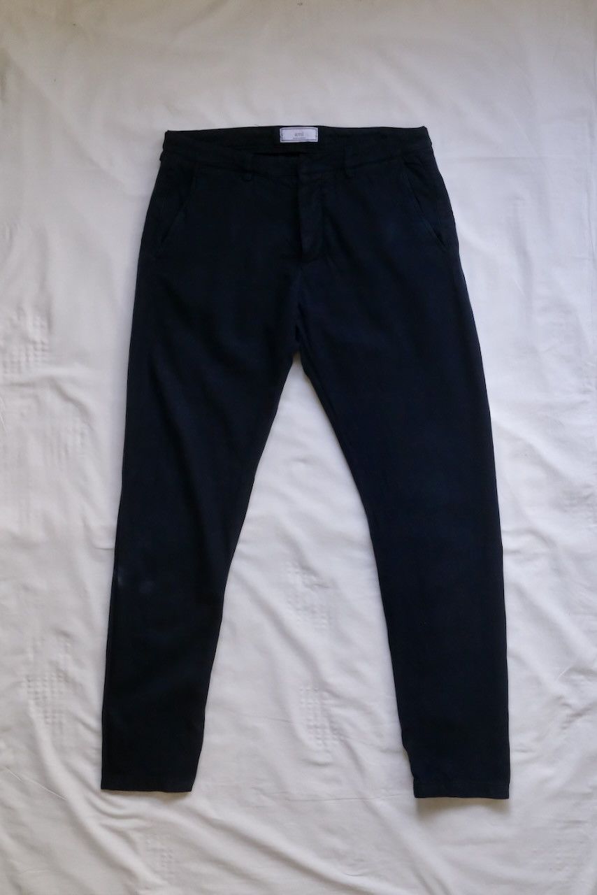AMI Slim Navy Wool/Cotton Pant Menswear