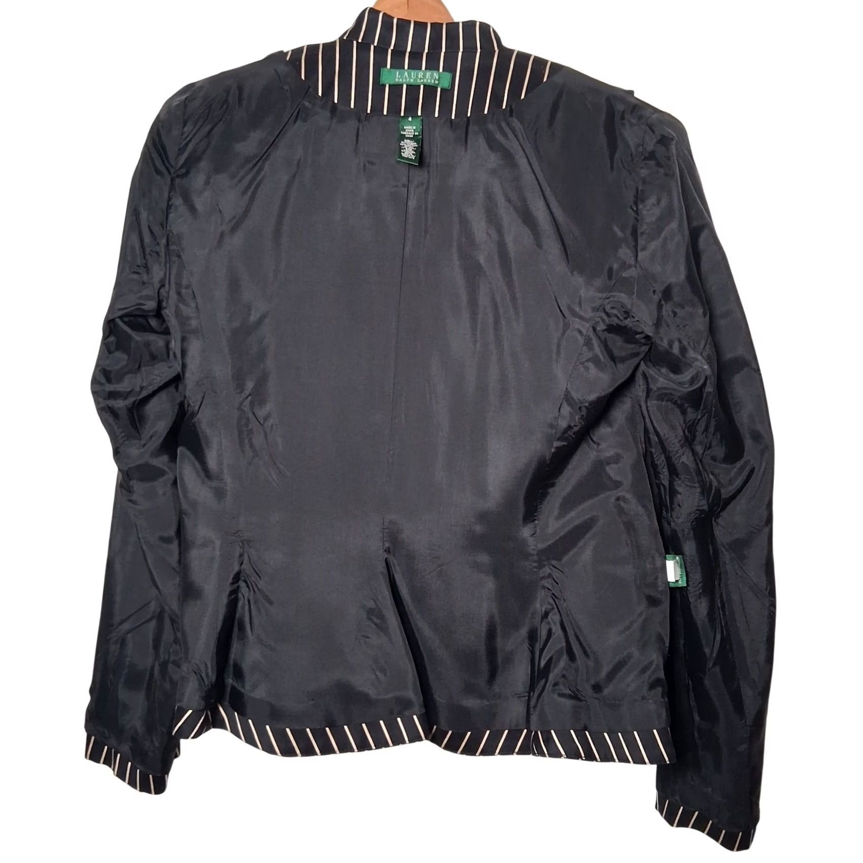 Ralph Lauren VINTAGE Lauren Ralph Lauren Blazer Women 4 Black Tan Striped Classic Preppy Cotton Silk Blazer Women 4 Black Tan Striped Size S / US 4 / IT 40 - 4 Thumbnail