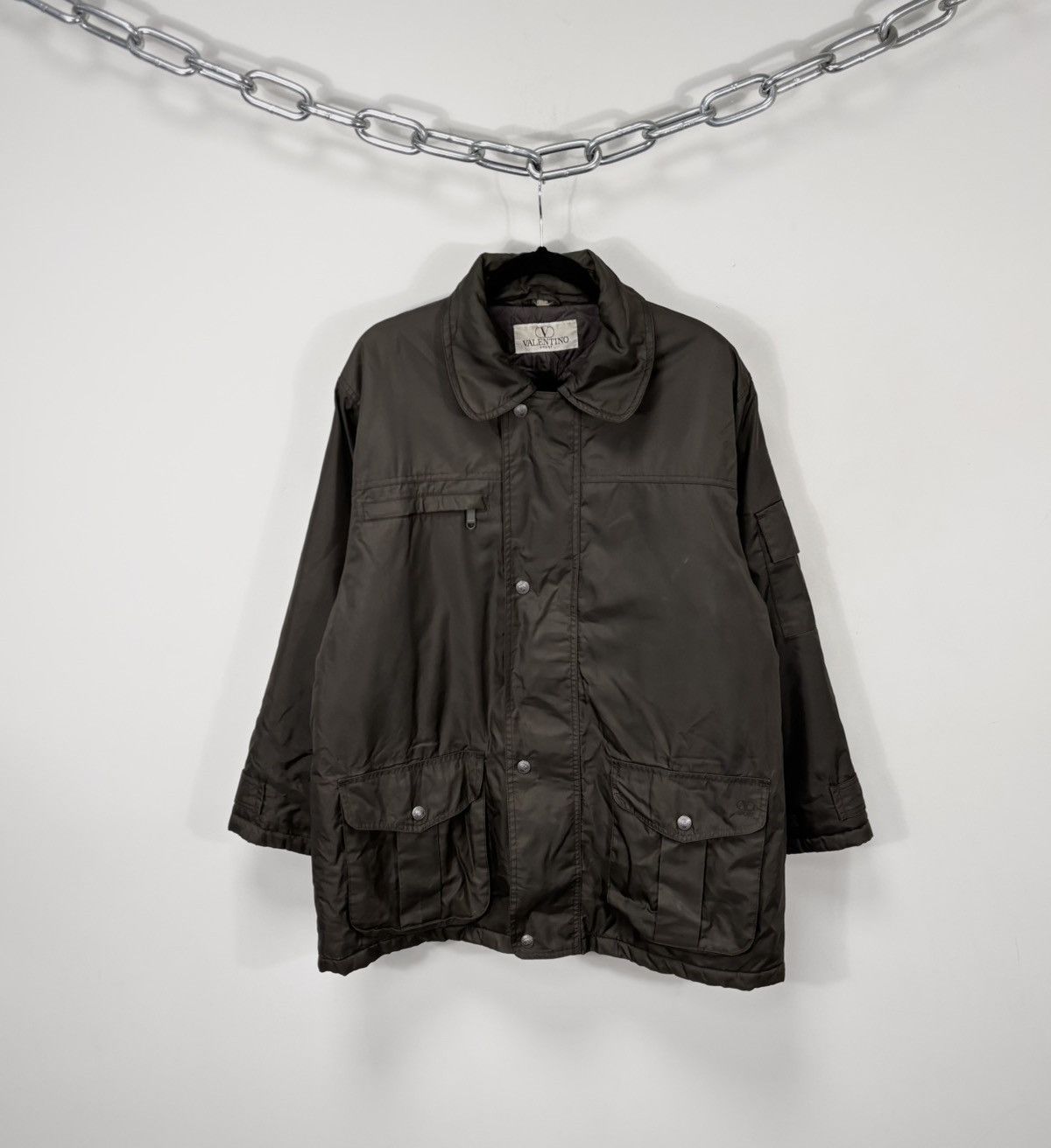Valentino Vintage 1990s Valentino Sport Men’s Khaki Padded Jacket Coat Size US L / EU 52-54 / 3 - 1 Thumbnail