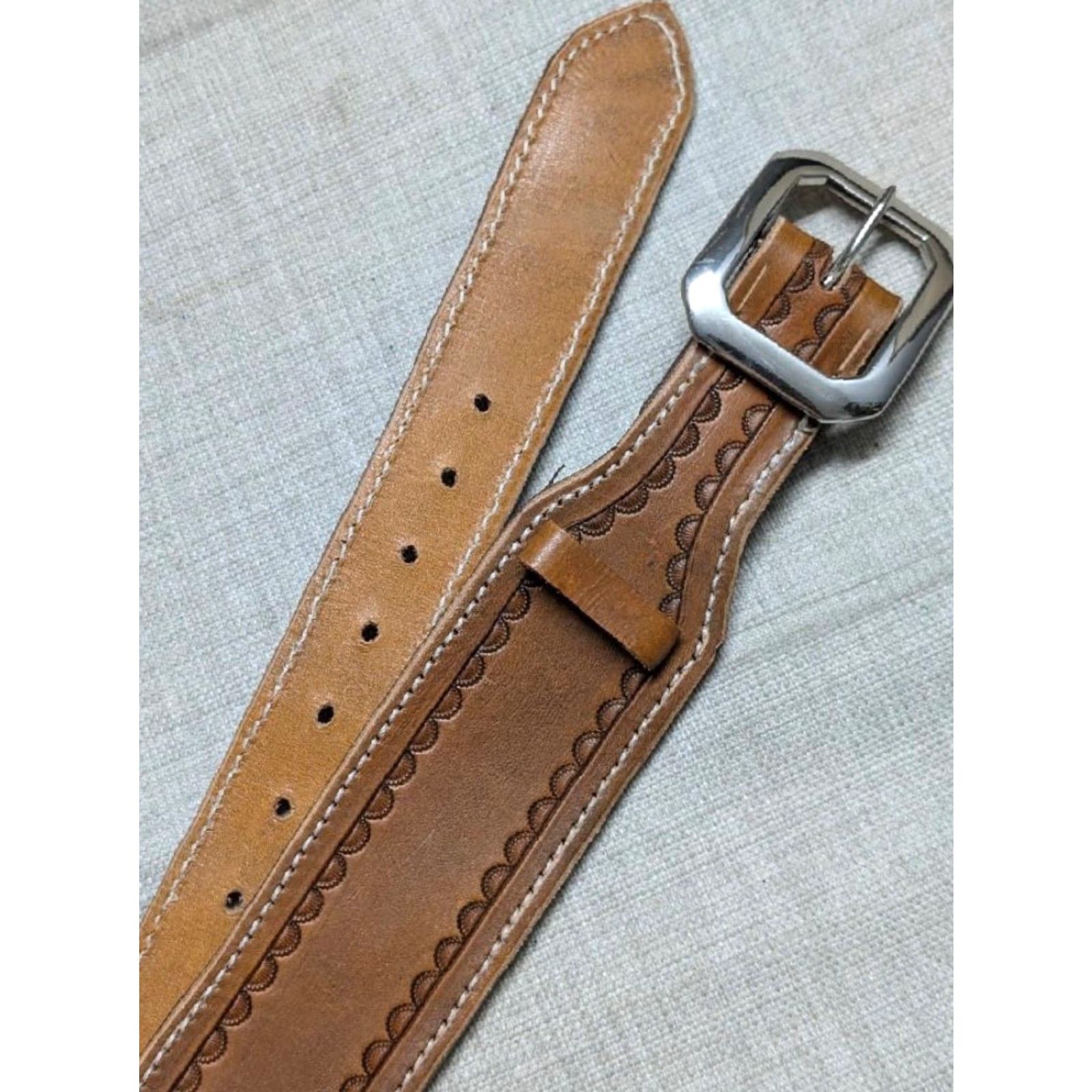 Vintage VINTAGE Doug Graves Handcrafted Western Belt 32 Brown Cowhide Leather Belt Mens Cartridge WestErn Size 32 - 5 Thumbnail