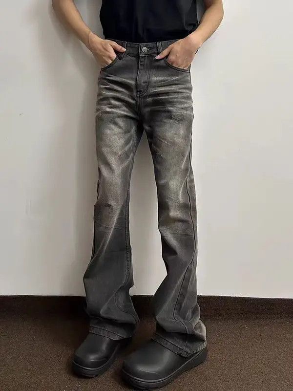 VIBE Aged Street Hip Hop Heavy Y2K Wash Micro Flare Jeans Size US 33 - 2 Thumbnail