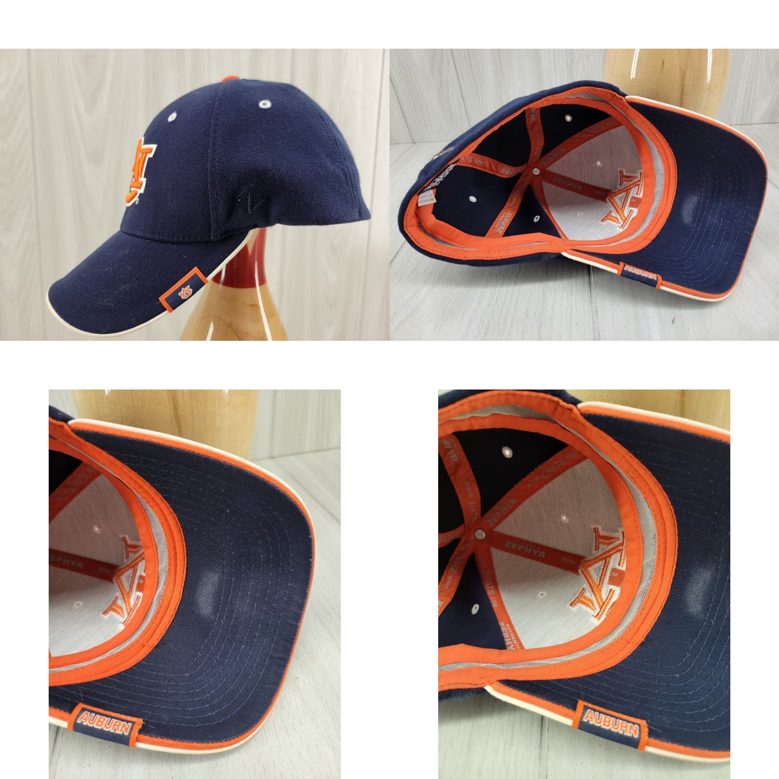 Zephyr Zephyr Hat Fitted M/L Adult Blue Auburn University Tigers NCAA Snapback Logo Embroidered Adjustable Unisex Cap Size ONE SIZE - 8 Thumbnail