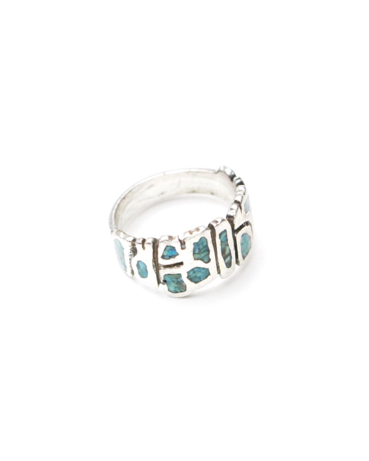 Vintage 2000S JAPANESE MADE NAVAJO TURQUOISE INLAY METAL RING Size ONE SIZE - 1 Thumbnail
