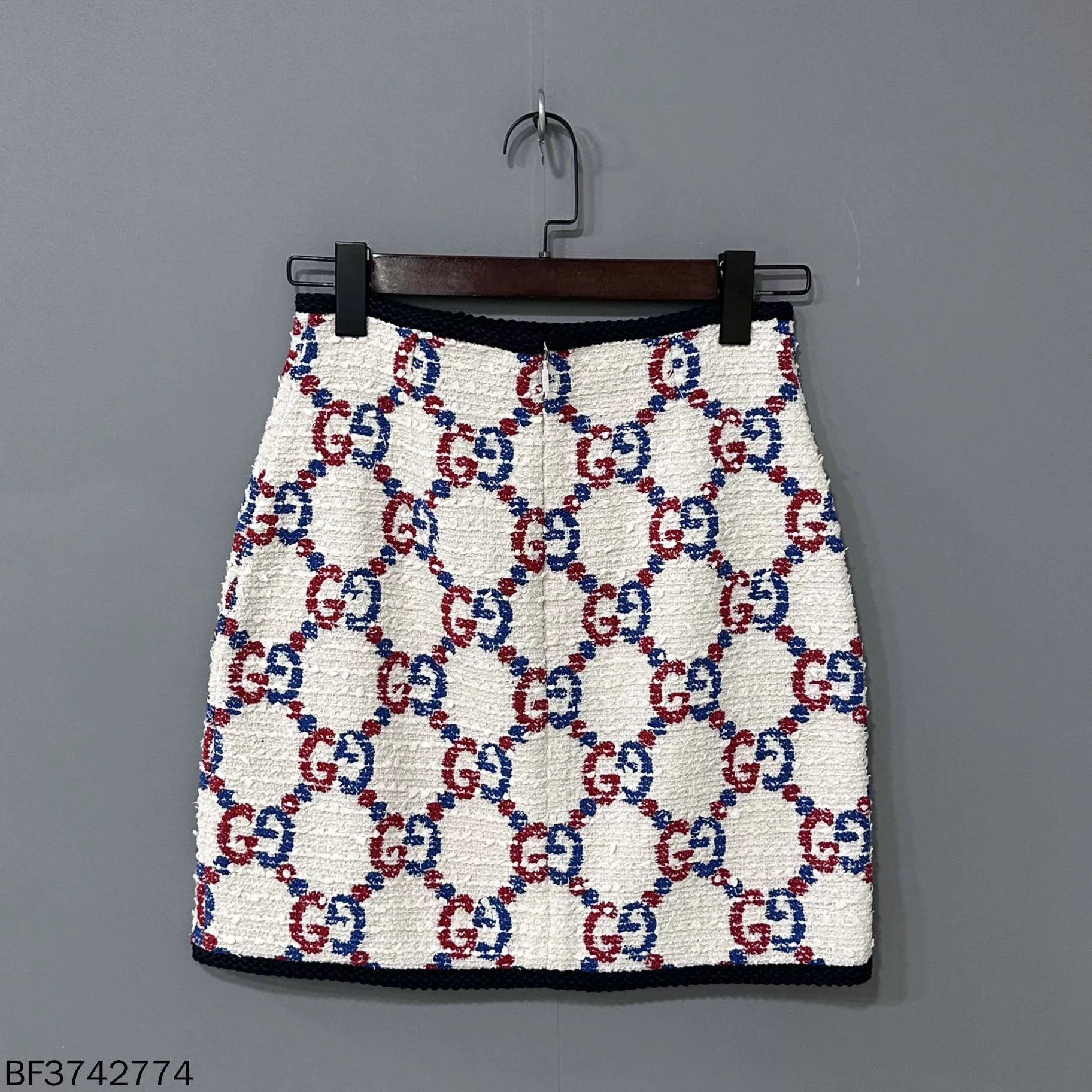 Gucci GUCCI Red Blue GG All Over Print Skirt Women's 38 Size 26" / US 2 / IT 38 - 1 Thumbnail