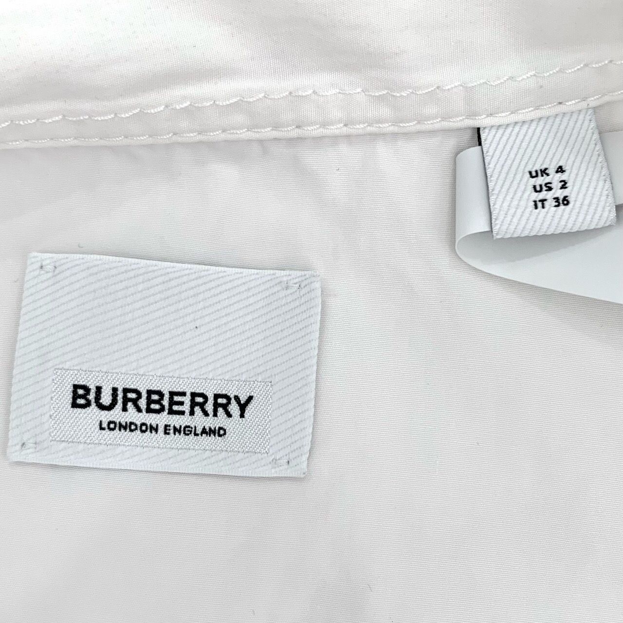 Burberry [Burberry] Logo Lettering Print Notched Lapel White Cotton S Size XS / US 0-2 / IT 36-38 - 2 Thumbnail