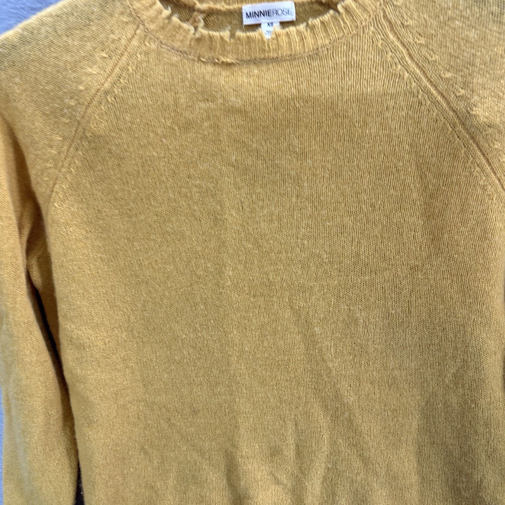 Vintage Minnie Rose Sweater Womens XS Crewneck Yellow Cashmere Knit Pullover Bohemian Classic Style Lightweight Sweater XS Womens Size XS / US 0-2 / IT 36-38 - 7 Thumbnail
