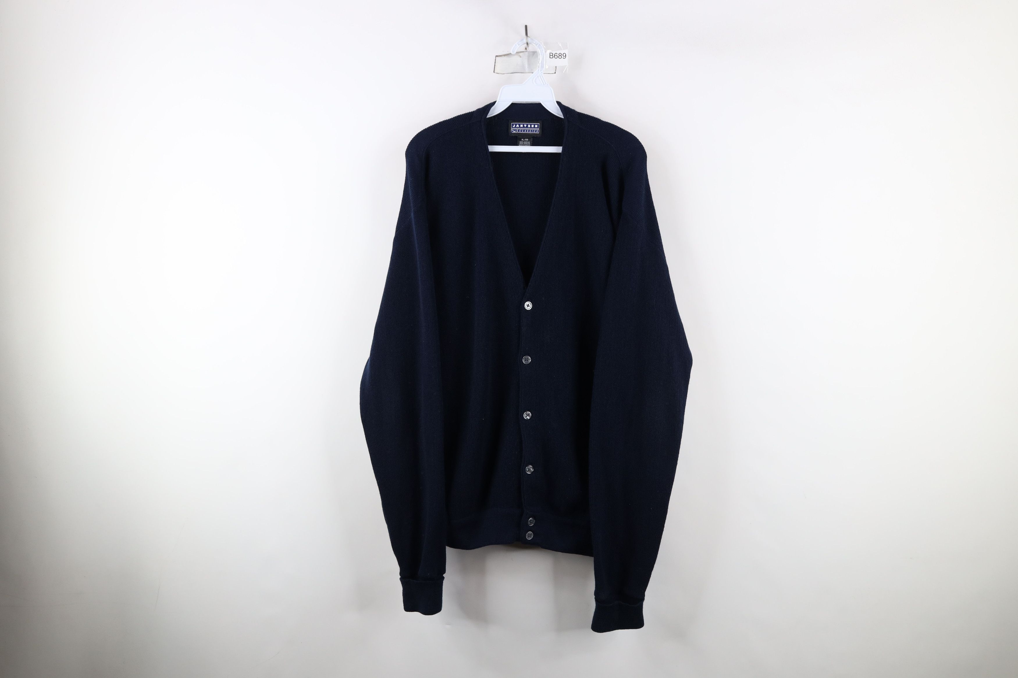 Vintage Vintage 90s Streetwear Cobain Cardigan Sweater Navy Blue Size US XL / EU 56 / 4 - 1 Thumbnail