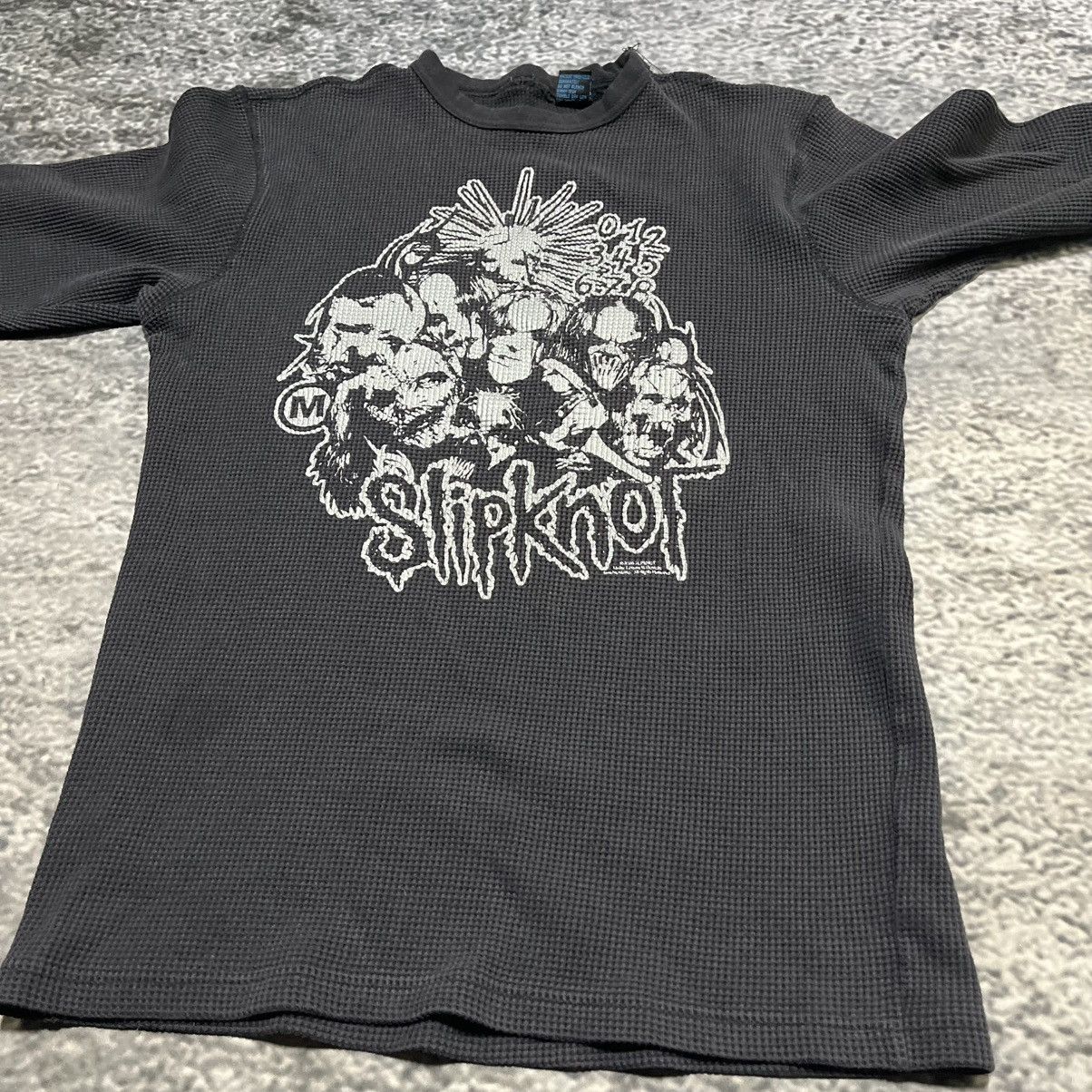 VINTAGE SLIPKNOT SIZE MEDIUM WAFFLE KNIT THERMAL Y2K GRUNGE