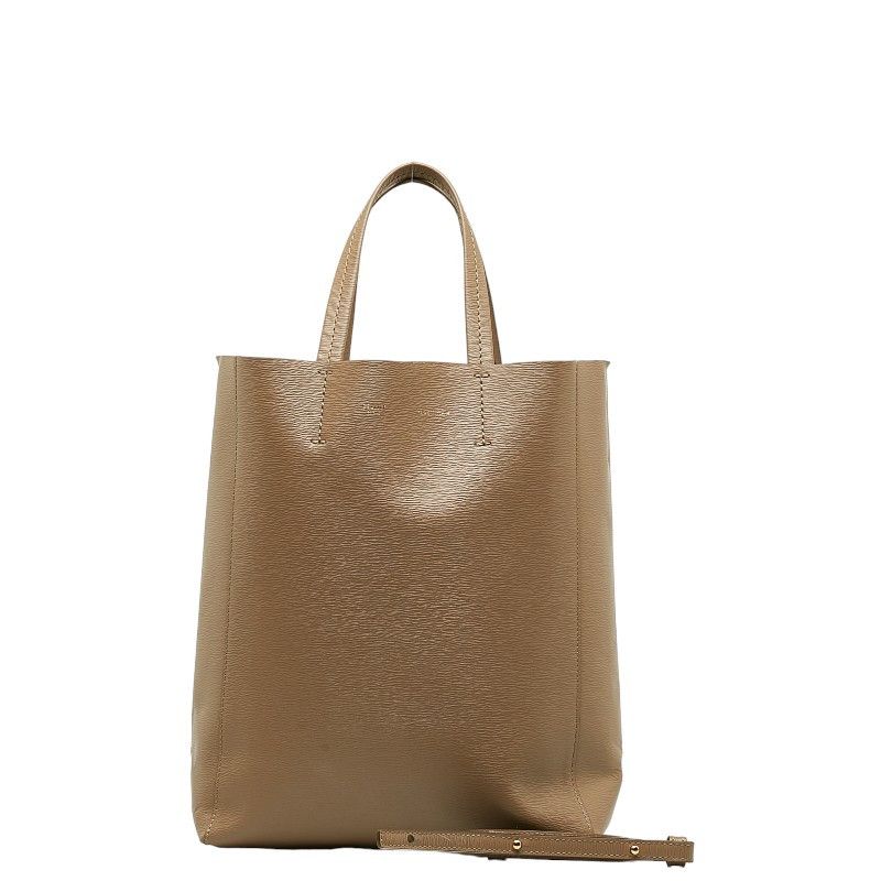 image of Celine Leather Tote Bag in Brown, Women's