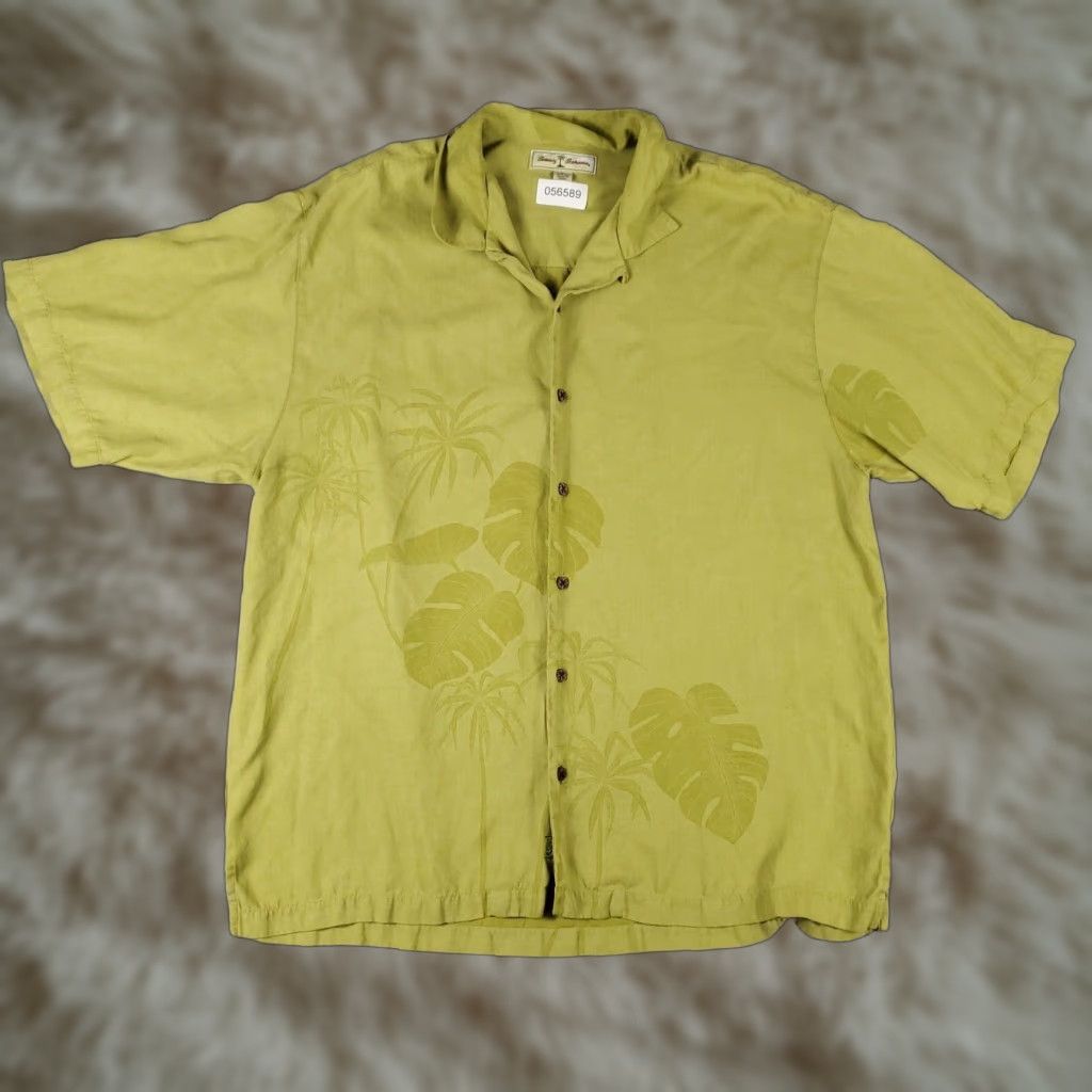 Tommy Bahama Tommy Bahama Hawaiian Button-Up Shirt Mens XL Yellow Linen Short Sleeve Size US XL / EU 56 / 4 - 1 Thumbnail