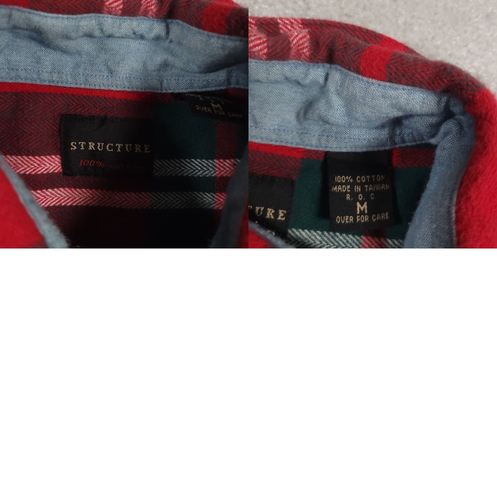 Vintage VINTAGE Structure Button Down Shirt Mens M Plaid Flannel Shacket Workwear Cabin Red Cotton Winter Spring Fall Size US M / EU 48-50 / 2 - 9 Thumbnail
