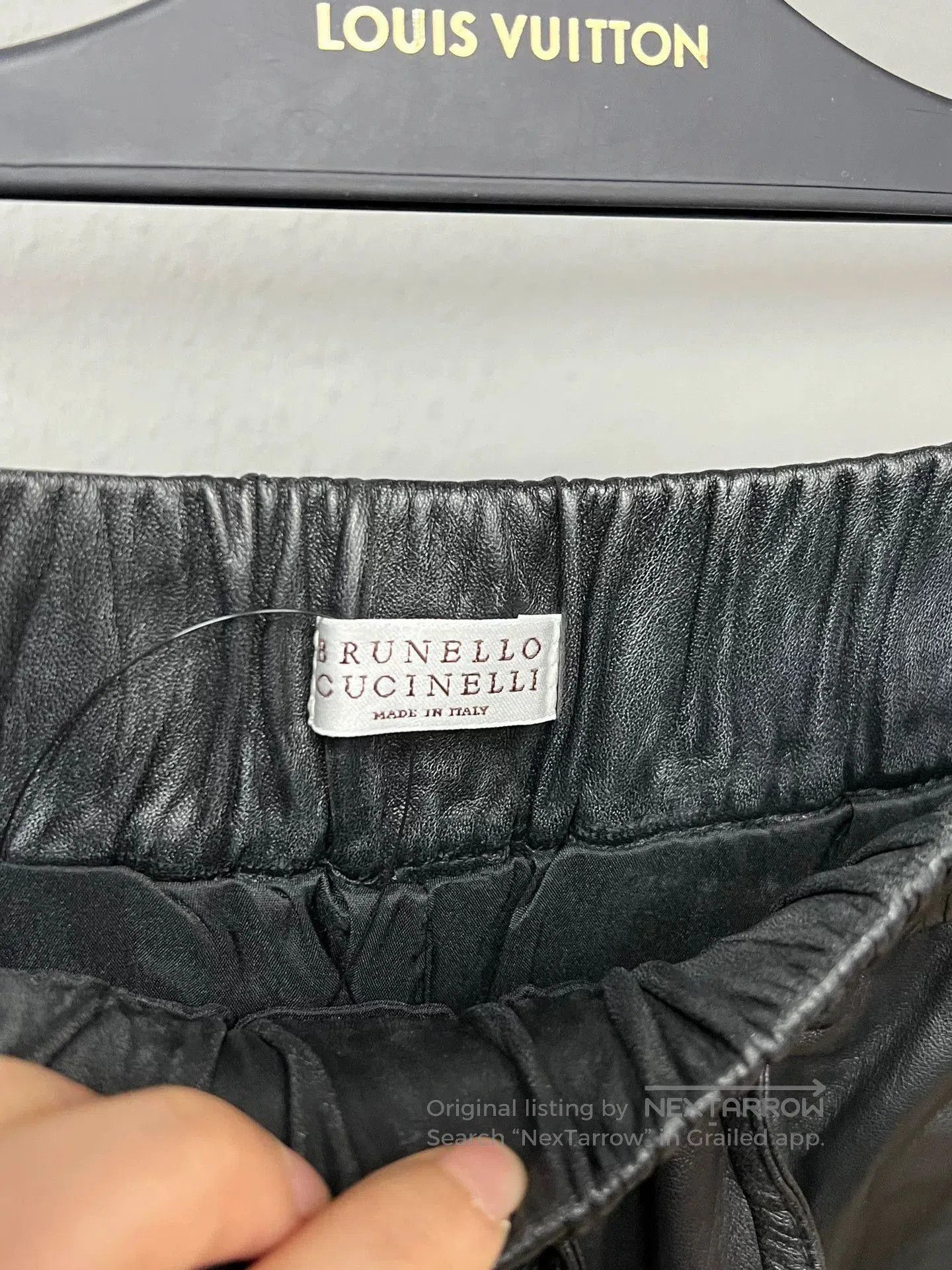 Brunello Cucinelli black wide-leg leather pants. Size 26" / US 2 / IT 38 - 3 Thumbnail