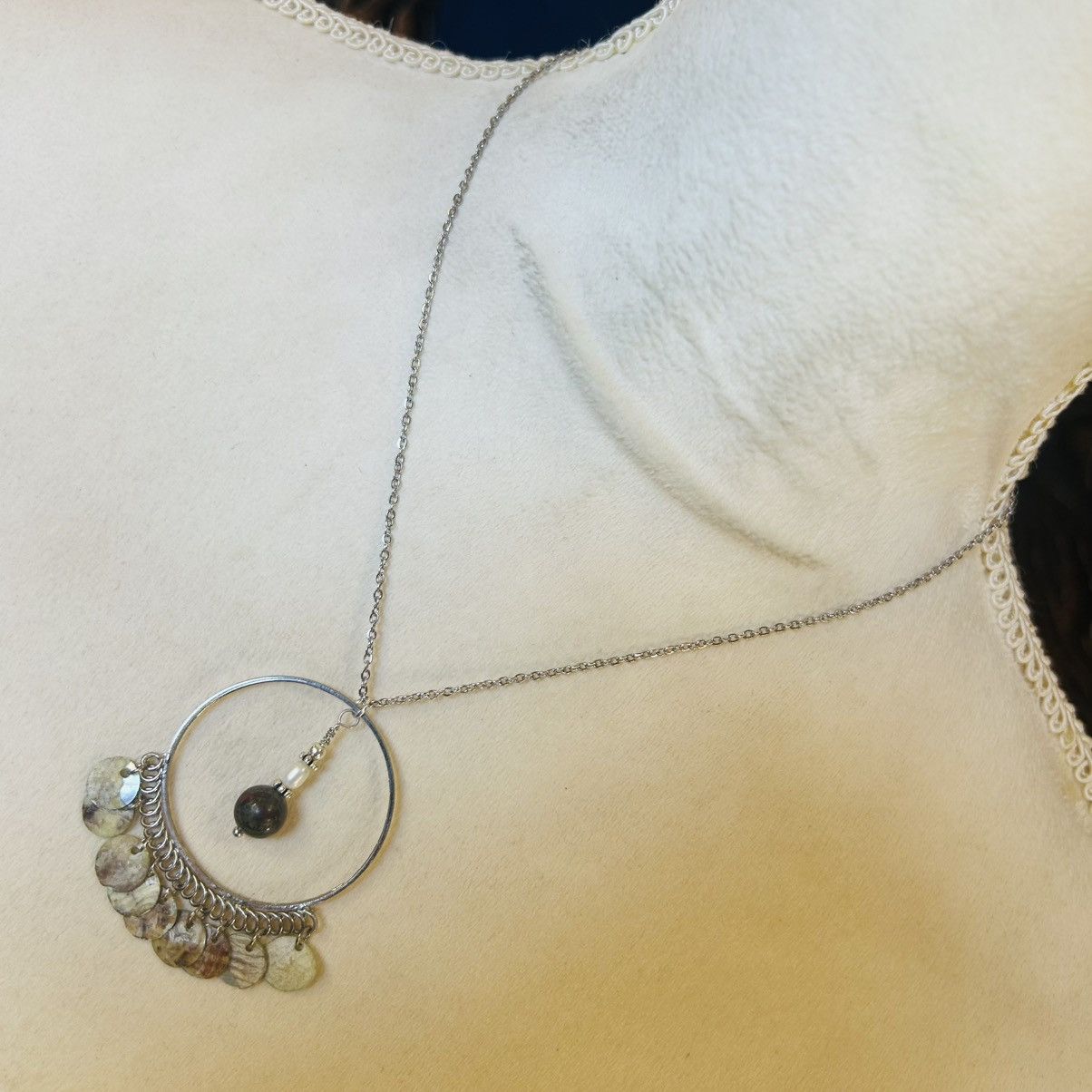 Handmade Handcrafted beaded medallion pendant on chain necklace Size ONE SIZE - 1 Thumbnail