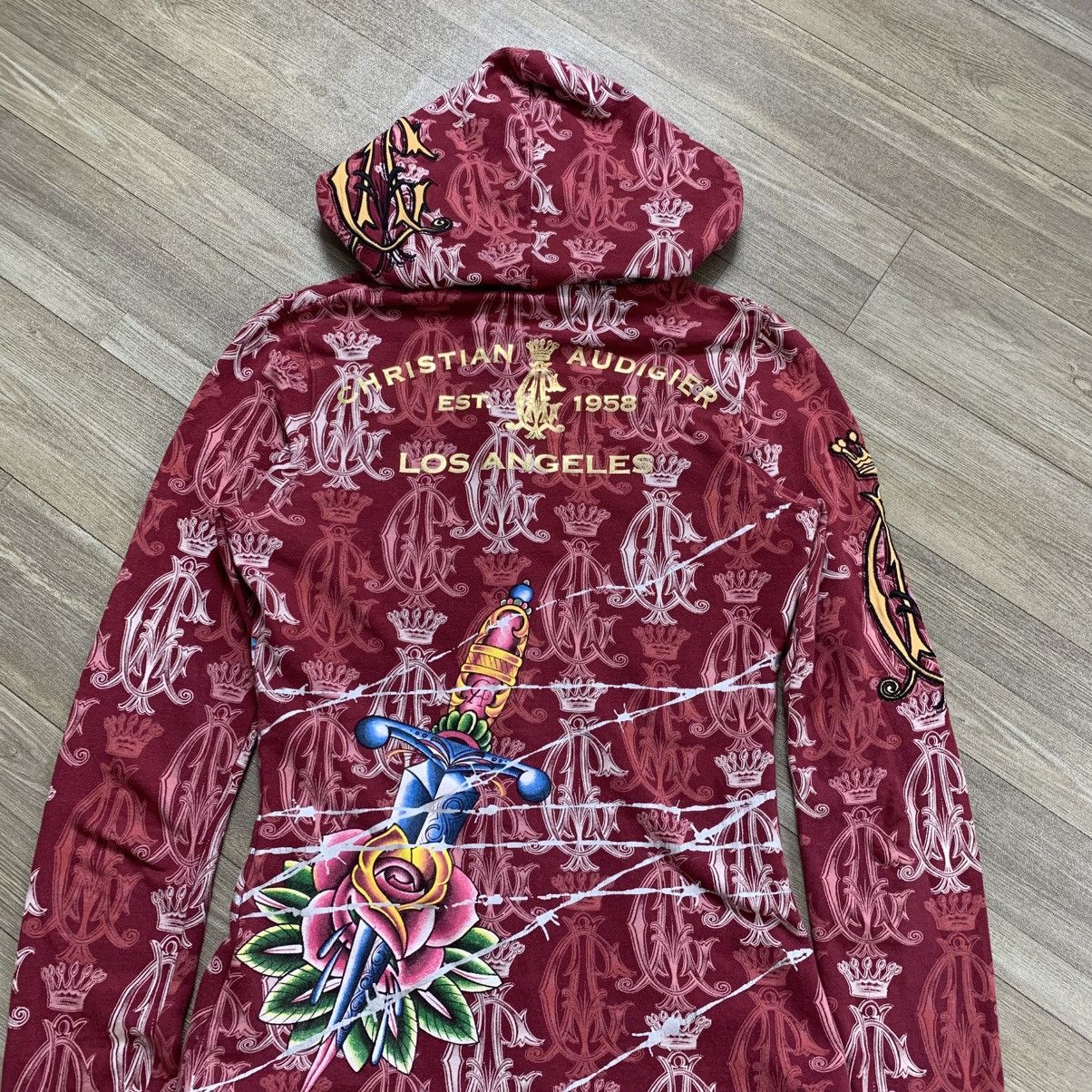 Ed Hardy Christian Audiger All Over Print Zip Hoodie Size S / US 4 / IT 40 - 10 Thumbnail
