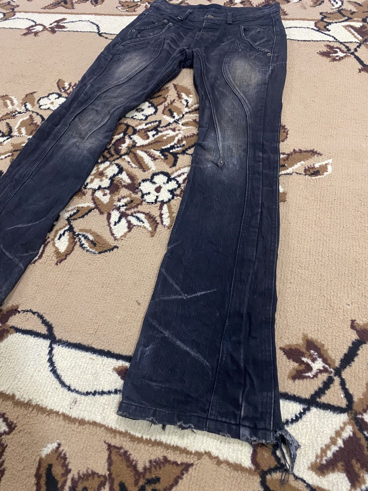 JACKROSE Jackrose Rare Design Distressed Pinned Flare Denim Size US 30 / EU 46 - 1 Thumbnail