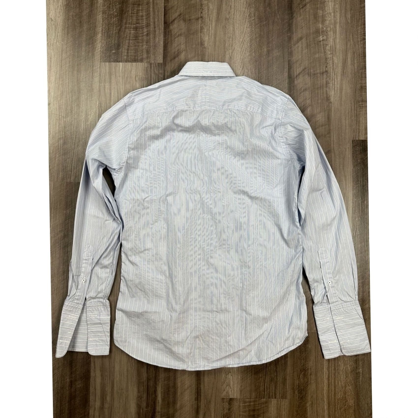 Robert Talbott Robert Talbott Estate Trim Fit Striped French Cuffed Long Sleeve Button 15.5 M Blue Mens Shirt Size US M / EU 48-50 / 2 - 3 Thumbnail