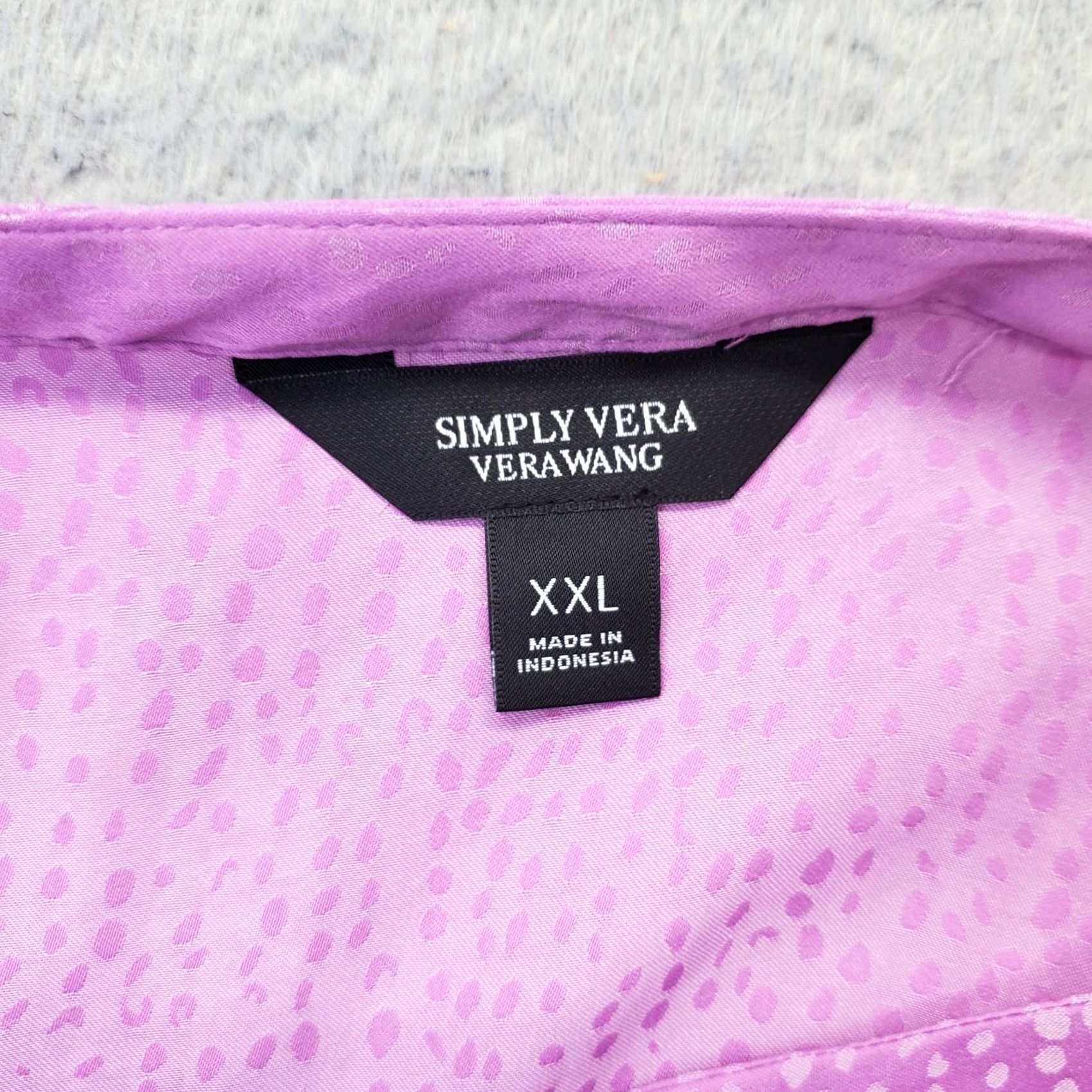 Vintage Simply Vera Vera Wang Tiered Dress Womens XXL Purple Flutter Sleeve Split Neck Size XXL / US 16-18 / IT 52-54 - 4 Thumbnail