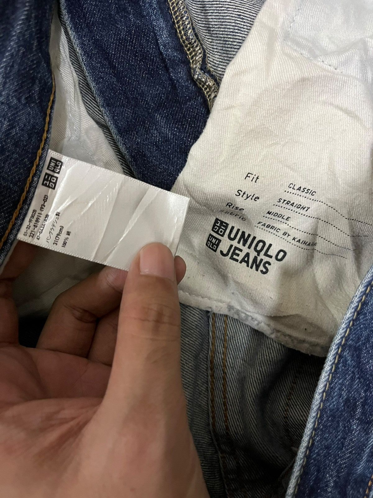 Japanese Brand × Uniqlo Vintage Uniqlo Blue Wash Distressed Loose Style Jeans 34x30 Size US 34 / EU 50 - 7 Thumbnail