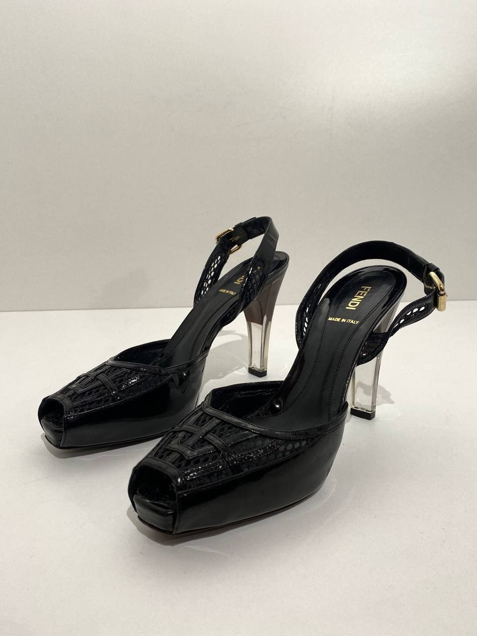 Fendi Fendi Slingback Patent Leather Peep Toe Sandals Heels Size US 9.5 / IT 39.5 - 2 Thumbnail