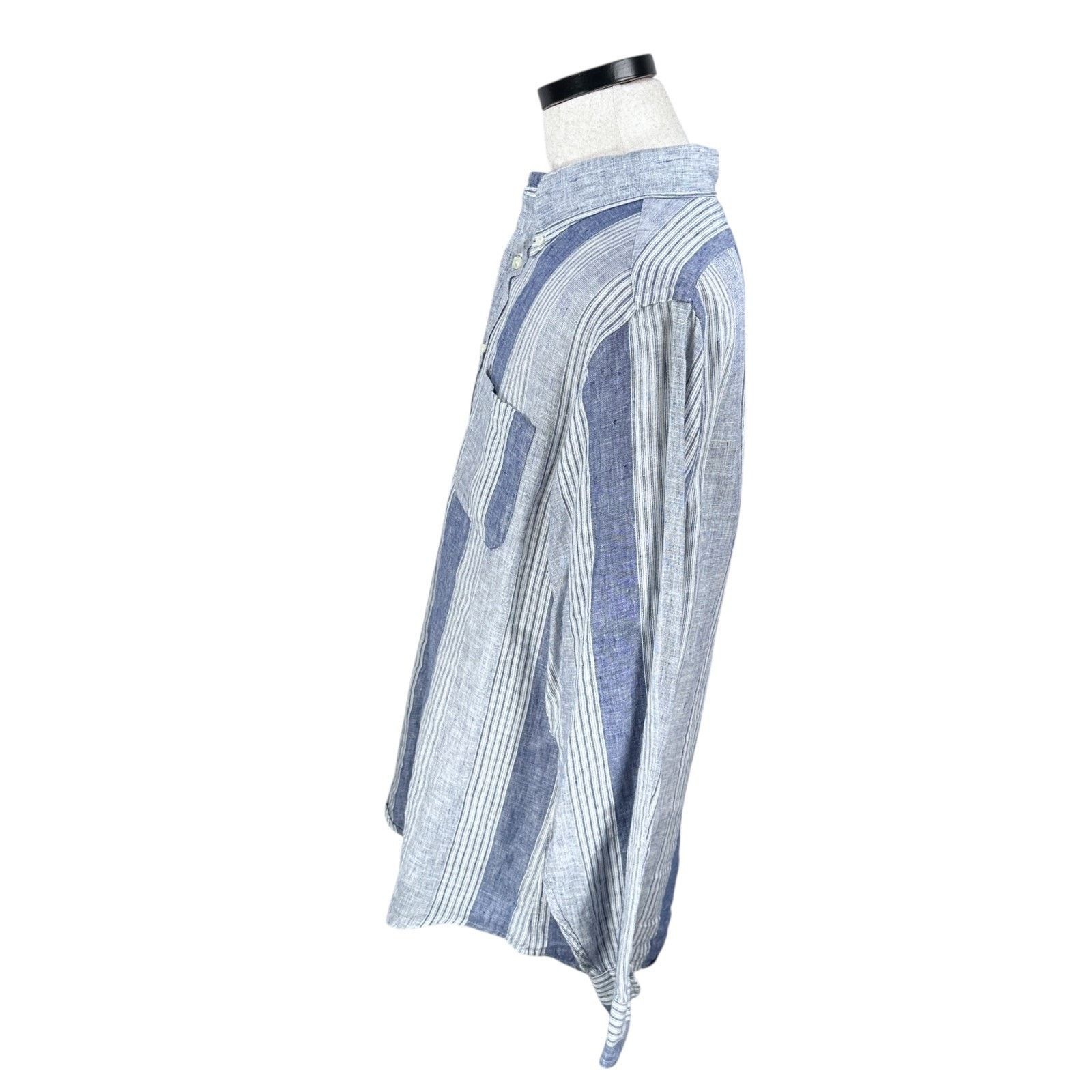 Brooks Brothers Brooks Brothers Linen Shirt Mens Large Blue Stripe Button Size US L / EU 52-54 / 3 - 4 Thumbnail