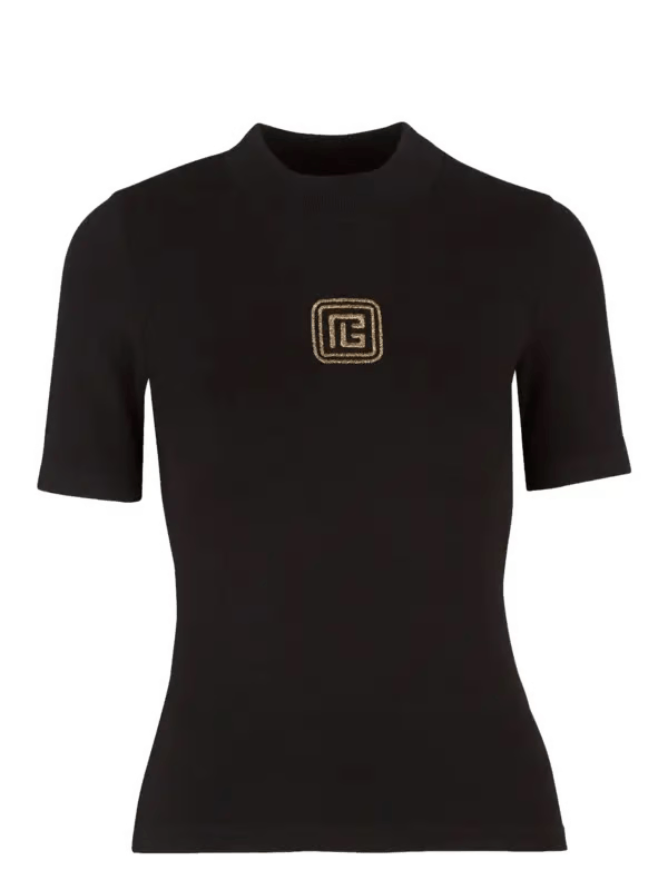 Balmain o1s1wg110825 Retro Logo T-Shirt in Black Size S / US 4 / IT 40 - 2 Thumbnail
