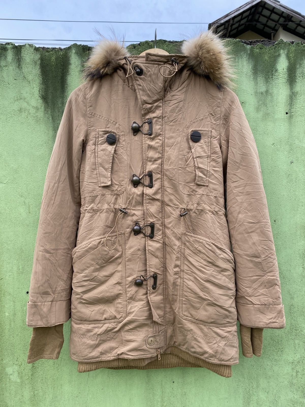 SLY Sly Tan Fur Hood Parka Jacket Heavy Winter Military Style Size ONE SIZE - 1 Thumbnail