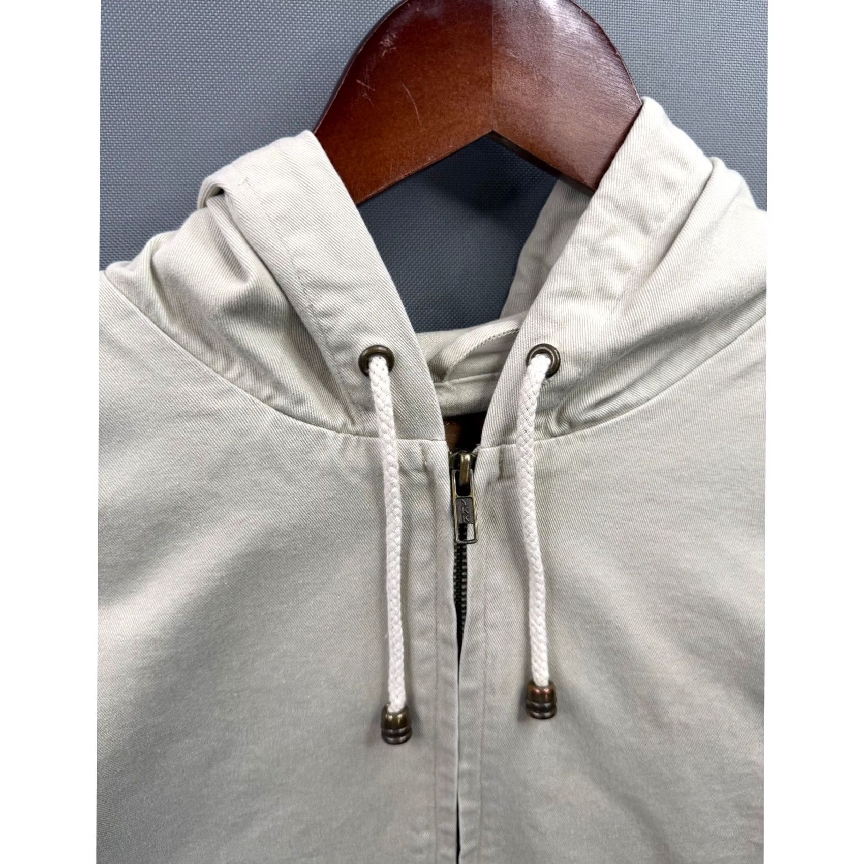 Vintage Arizona Jean Co Hooded Canvas Jacket Mens Beige Striped Trim Sleeve Patch L Size US 33 - 3 Thumbnail