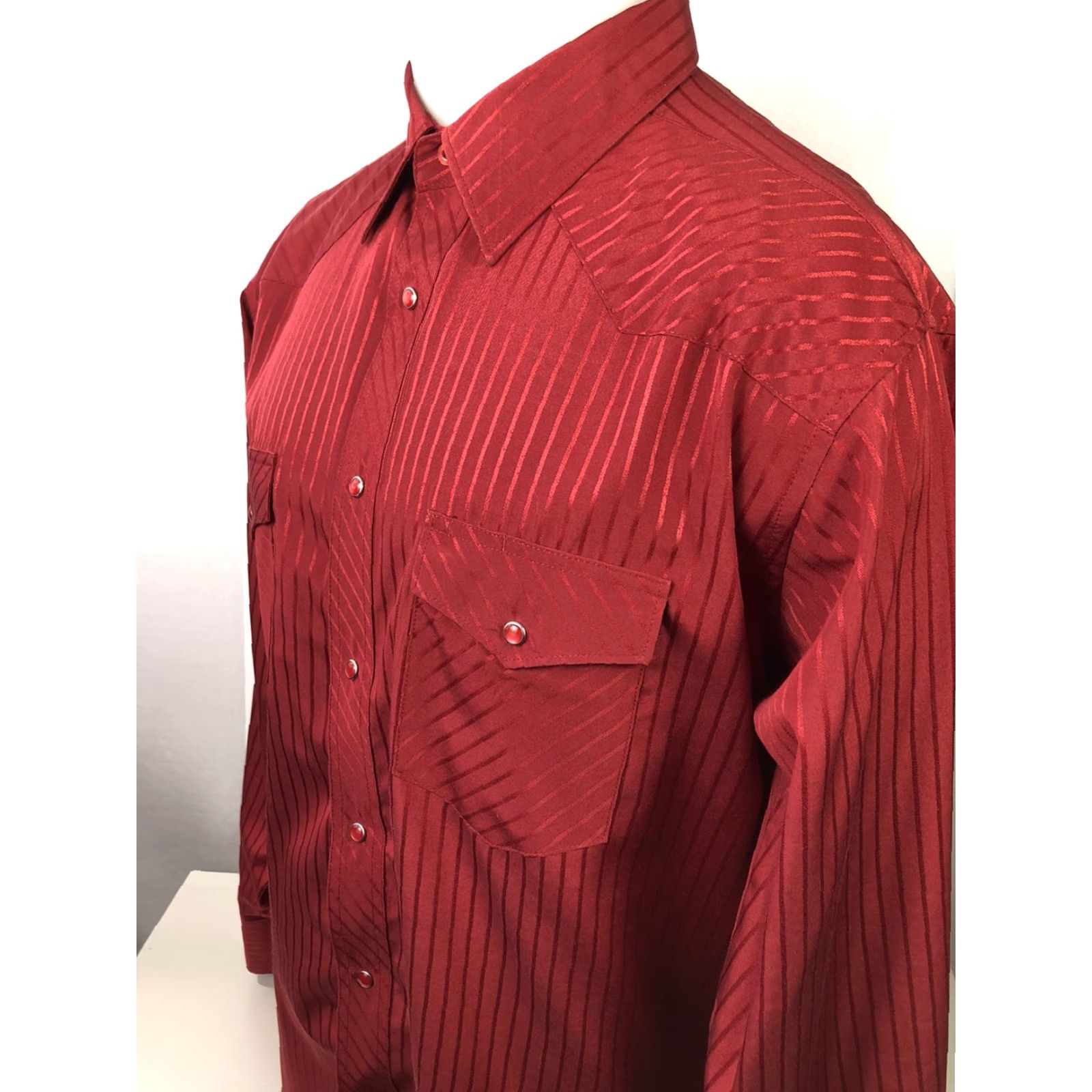 Wrangler WRANGLER Red Stripe Cowboy Western RED SNAP Rockabilly XL Shirt Mens Size US XL / EU 56 / 4 - 4 Thumbnail