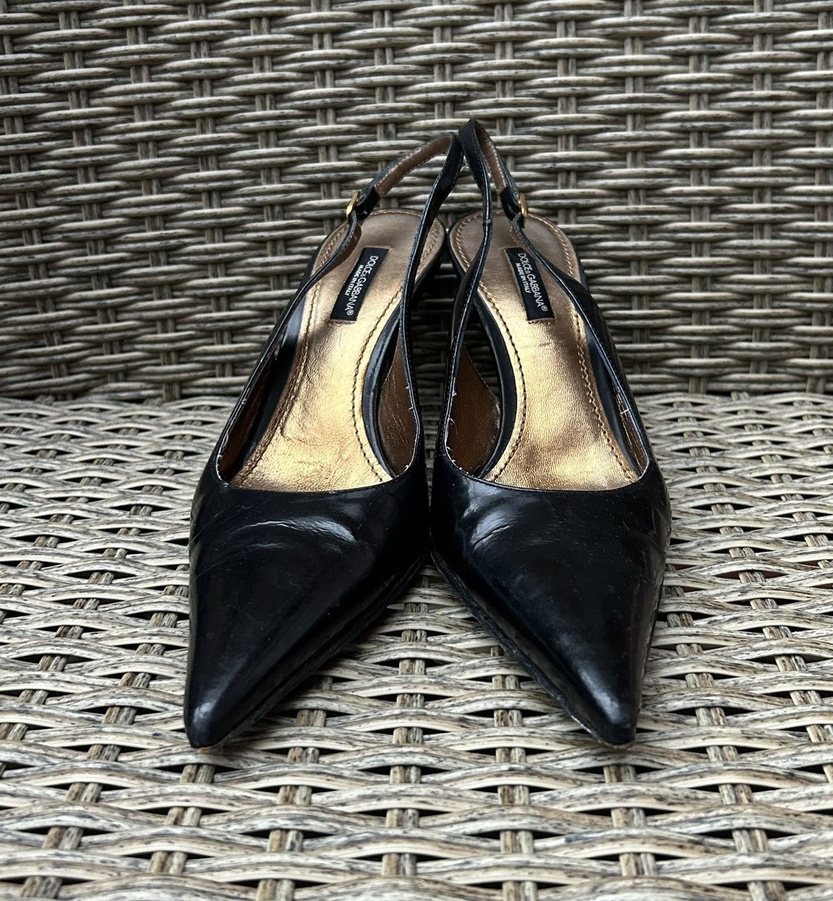 Dolce & Gabbana Dolce & Gabbana Patent Leather Pointed Toe Slingback Heels Size US 6.5 / IT 36.5 - 3 Thumbnail