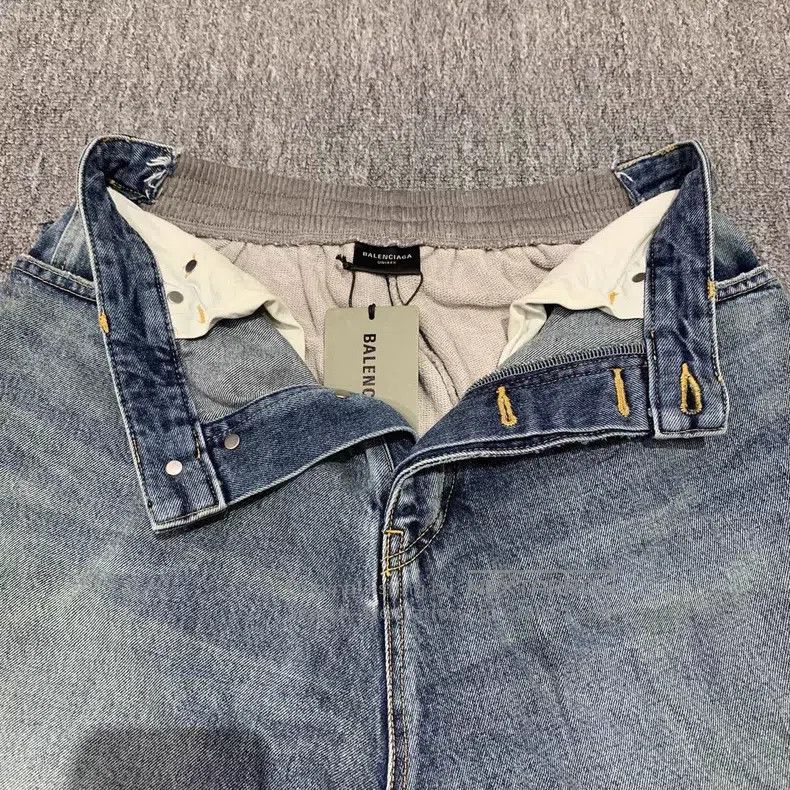 Balenciaga Balenciaga size S Blue Denim Sweatpants with Jeans Patch Size US 27 - 6 Thumbnail