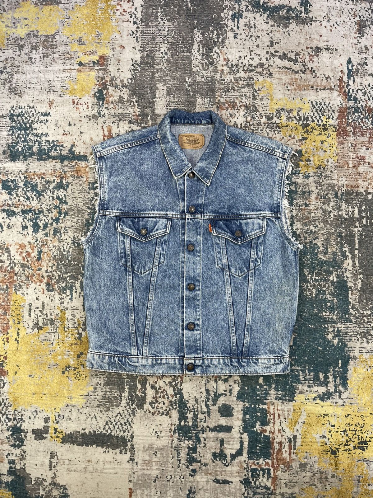Levi's Vtg Levis Orange Tab Wash Snap Button Denim Vest Size US S / EU 44-46 / 1 - 1 Thumbnail