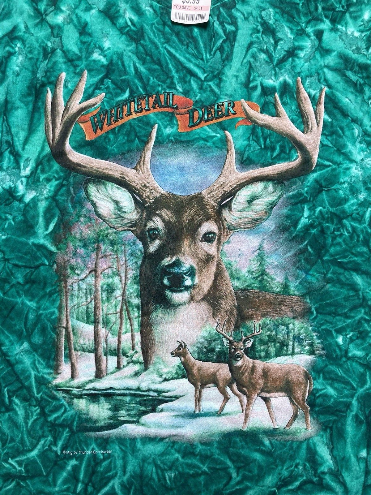 Vintage Vtg t shirt whitetail deer tie dye animal hunti DEADSTOCK XL Size US XL / EU 56 / 4 - 2 Thumbnail