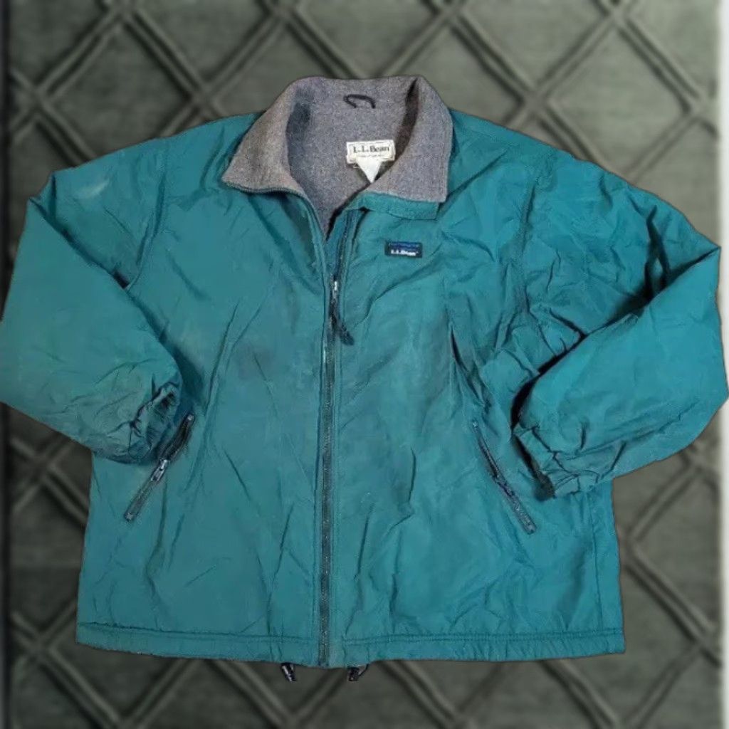 Vintage VINTAGE 90s L.L. Bean Bomber Jacket Teal Blue Fleece Lined Full Zip Distressed Mens Size L Size US L / EU 52-54 / 3 - 1 Thumbnail
