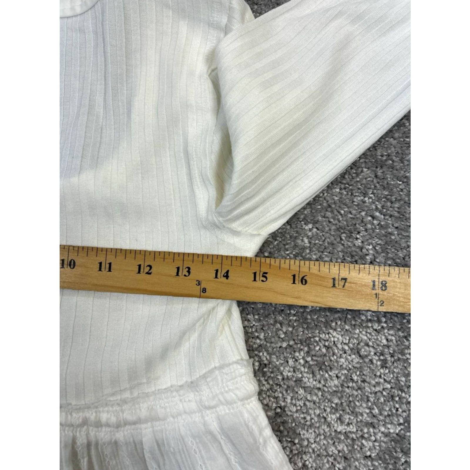 Vintage VINTAGE Pilcro Women’s Blouse XS White Cotton Casual Scoop Neck Long Sleeve Button Top Size XS / US 0-2 / IT 36-38 - 7 Thumbnail