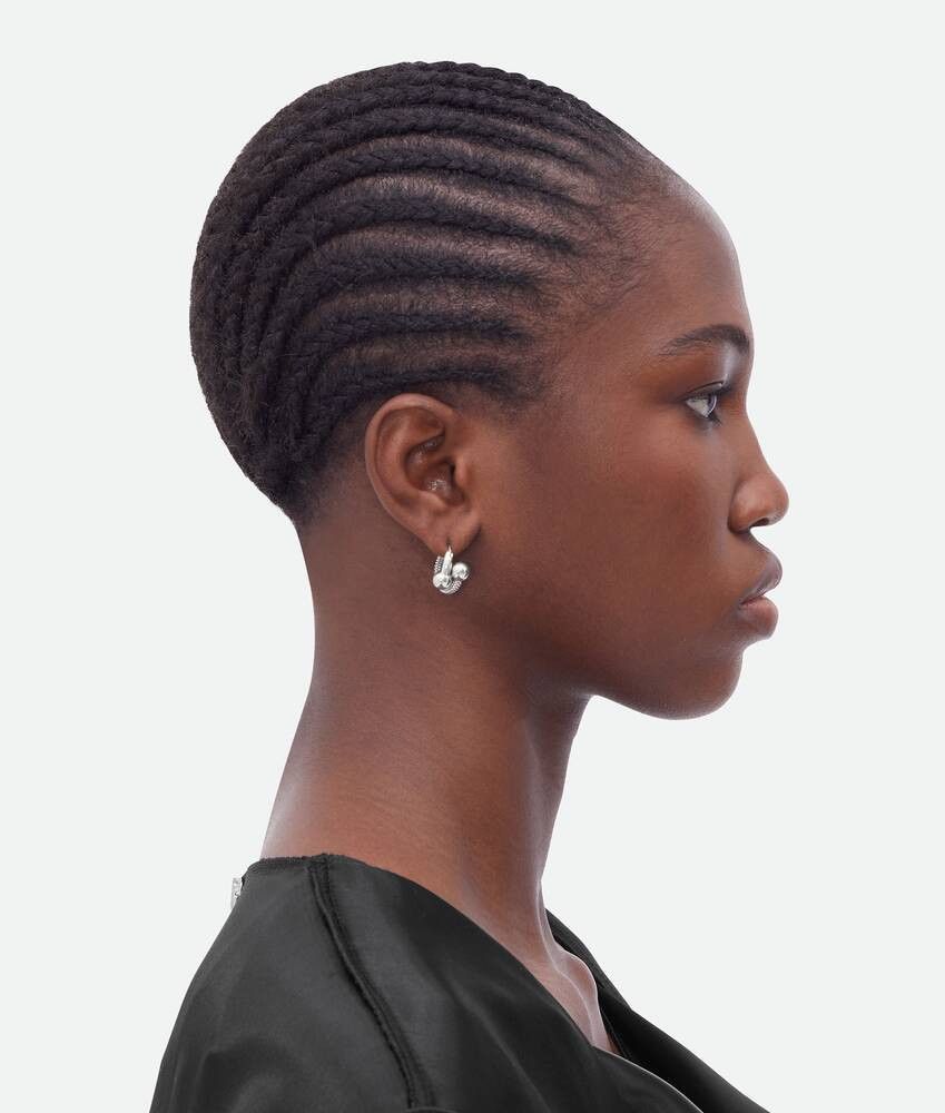 Bottega Veneta o1n1vont1124 Size: OS / Intreccio Hoop Earrings in Silver Size ONE SIZE - 4 Thumbnail