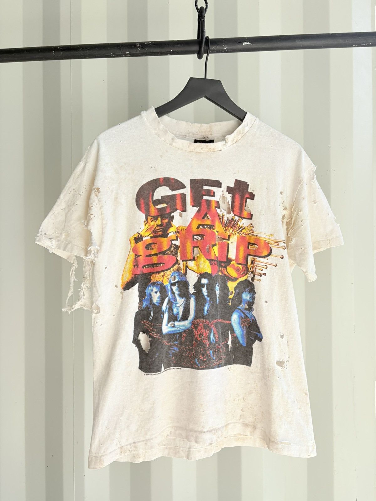 Band Tees Thrashed Aerosmith Faded Distressed ERD Grunge Band WCC Size US L / EU 52-54 / 3 - 1 Thumbnail