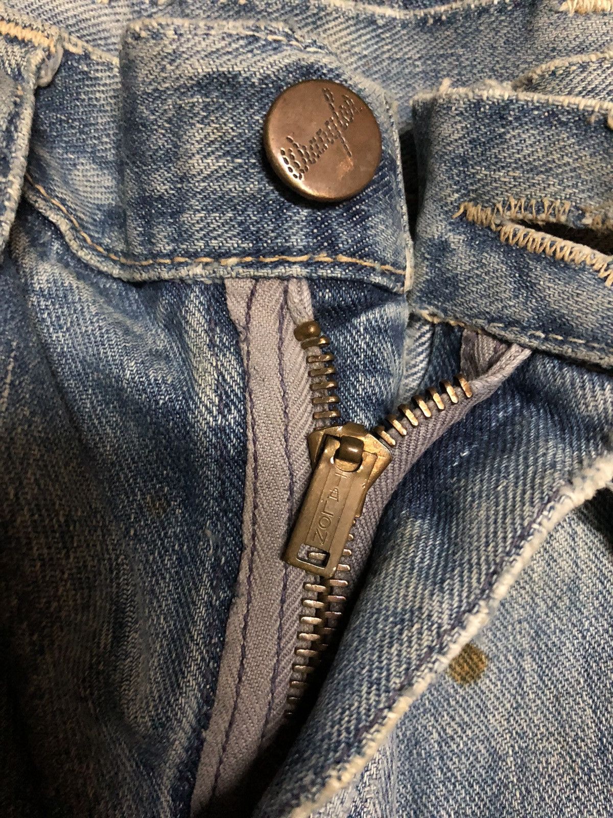 Vintage × Wrangler Rare Vintage 30’s Wrangler Talon Zip Patchwork Denim Pants Size US 33 - 3 Thumbnail