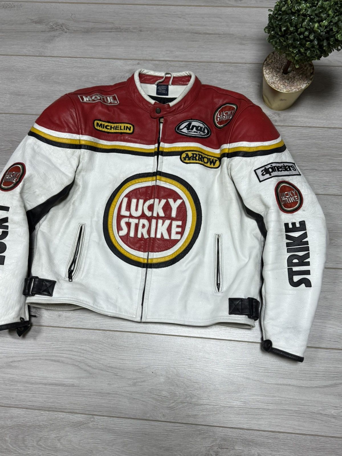 Vintage Lucky Strike leather racing protection jacket big logo Size US XXL / EU 58 / 5 - 3 Thumbnail
