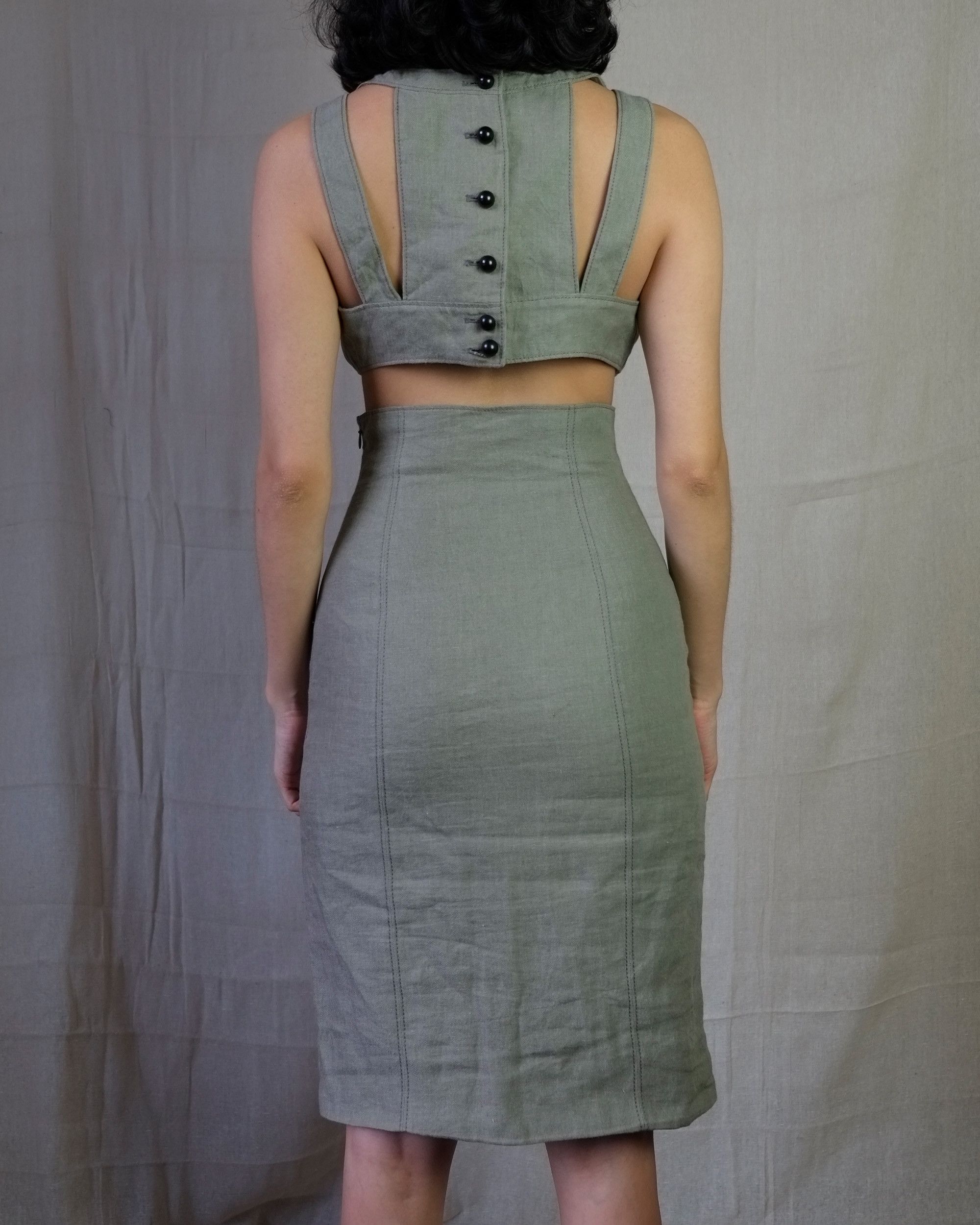 Proenza Schouler Proenza Schouler Grey cotton segmented midi dress Size XS / US 0-2 / IT 36-38 - 3 Thumbnail