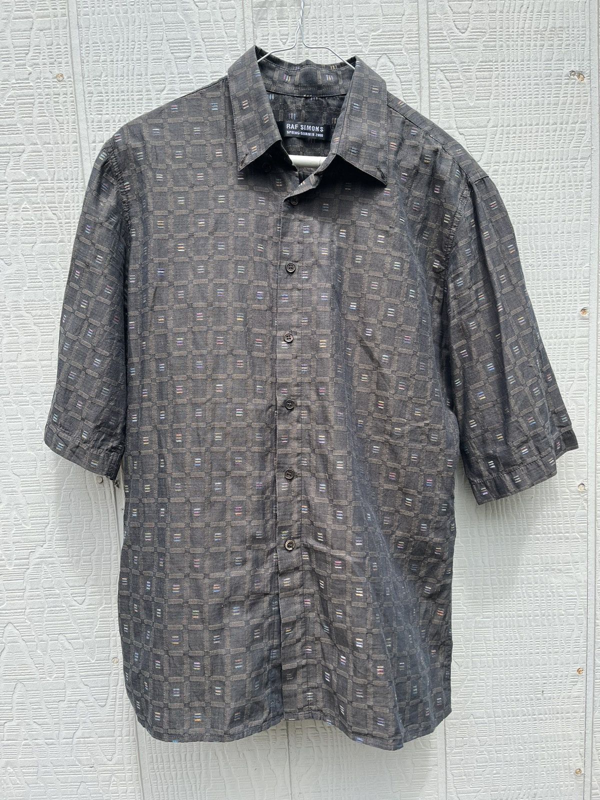 image of Raf Simons Ss 2000 Summa Cum Laude Jacquard Iridescent Short Sleeve in Grey, Men's (Size Medium)