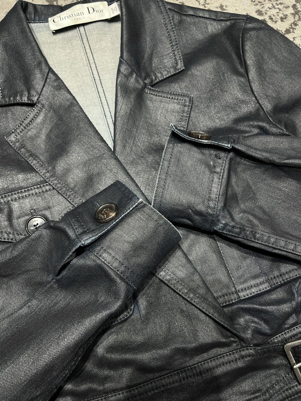 Dior Denim Blazer Waxed Jacket Size ONE SIZE - 6 Thumbnail