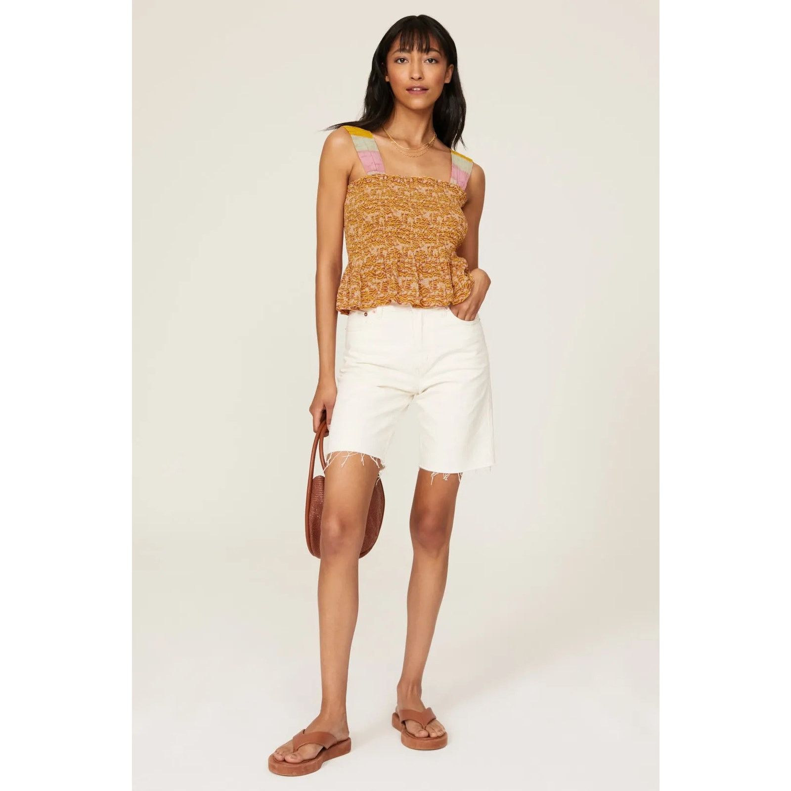 Scotch & Soda Scotch & Soda Smocked Peplum Beach Tank Top Size S / US 4 / IT 40 - 1 Thumbnail