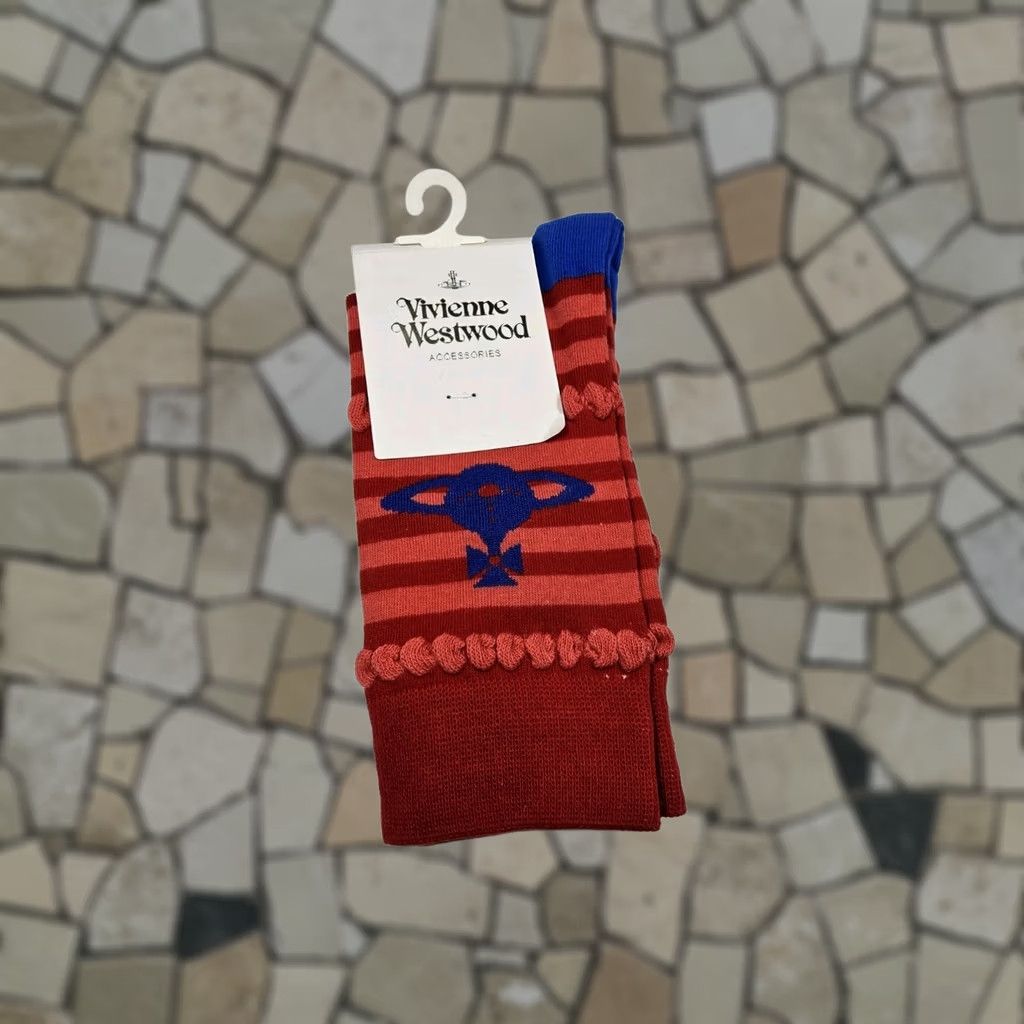 Vivienne Westwood Vivienne Westwood Socks Women's Multicolor Striped Puffy Logo Crew Socks Size 7-9 Size ONE SIZE - 1 Thumbnail