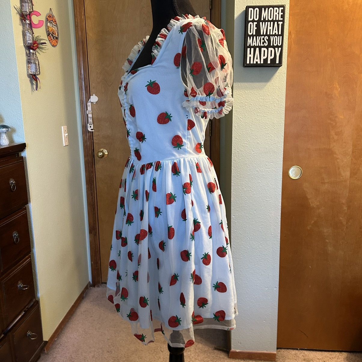 Other Smak Parlour light blue sheer mesh overlay strawberries S Size S / US 4 / IT 40 - 4 Thumbnail