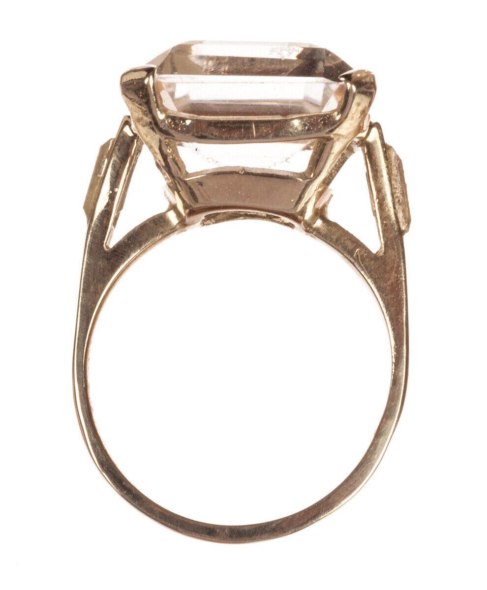 Designer 14kt Gold Vermeil Silver Emerald Cut Quartz Cocktail Ring Size ONE SIZE - 5 Thumbnail