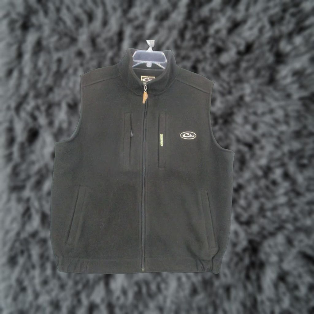 Vintage Drake Vest Mens Large Black Fleece Full Zip Hunting Pockets Outdoor Magnattach Pockets Zip Front Stand-Up Collar Quilted Polyester Lining Black Solid Size US L / EU 52-54 / 3 - 1 Thumbnail
