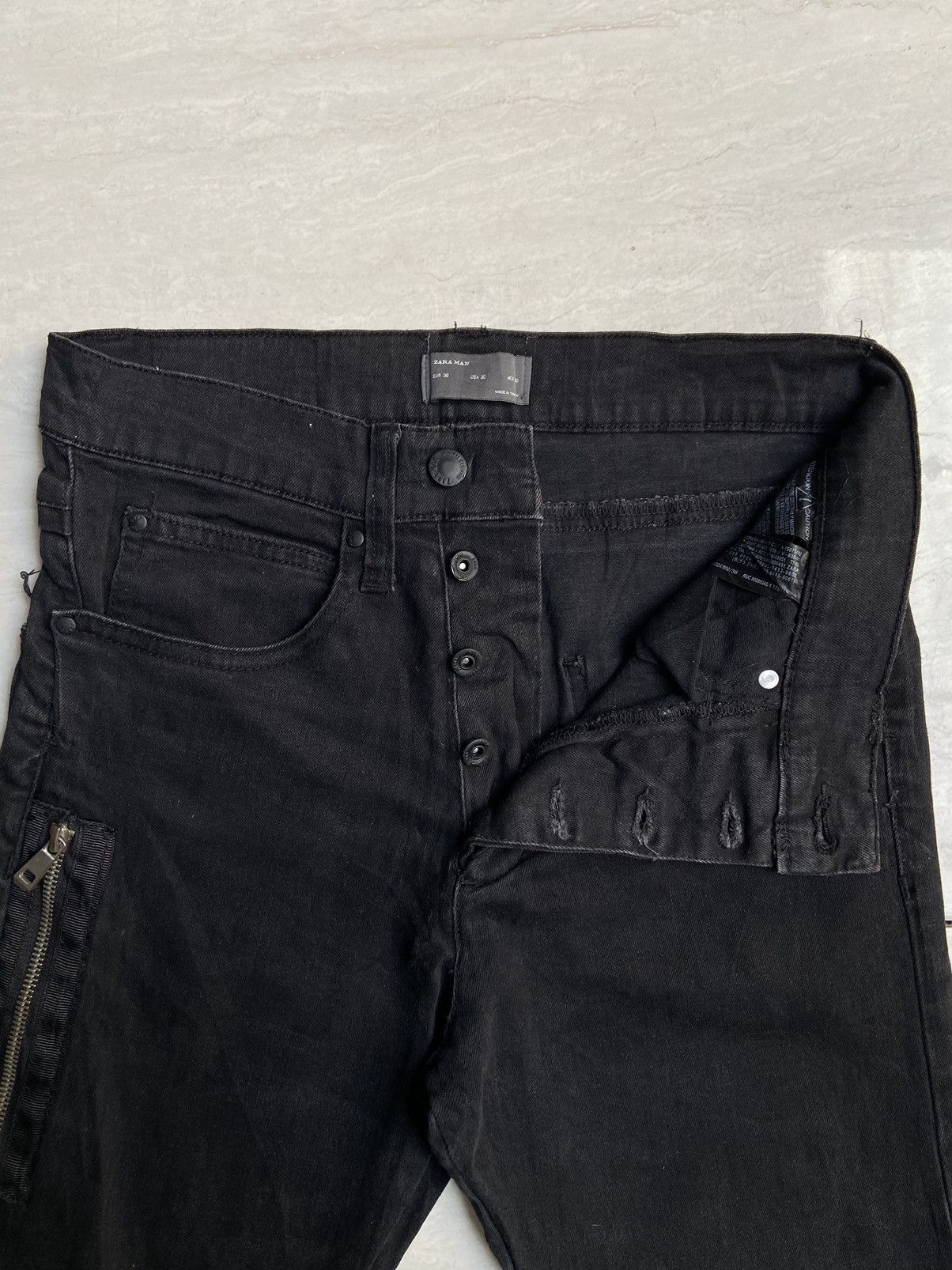 Zara ZARA MAN Black Buttonfly Zip Denim Size US 28 / EU 44 - 9 Thumbnail