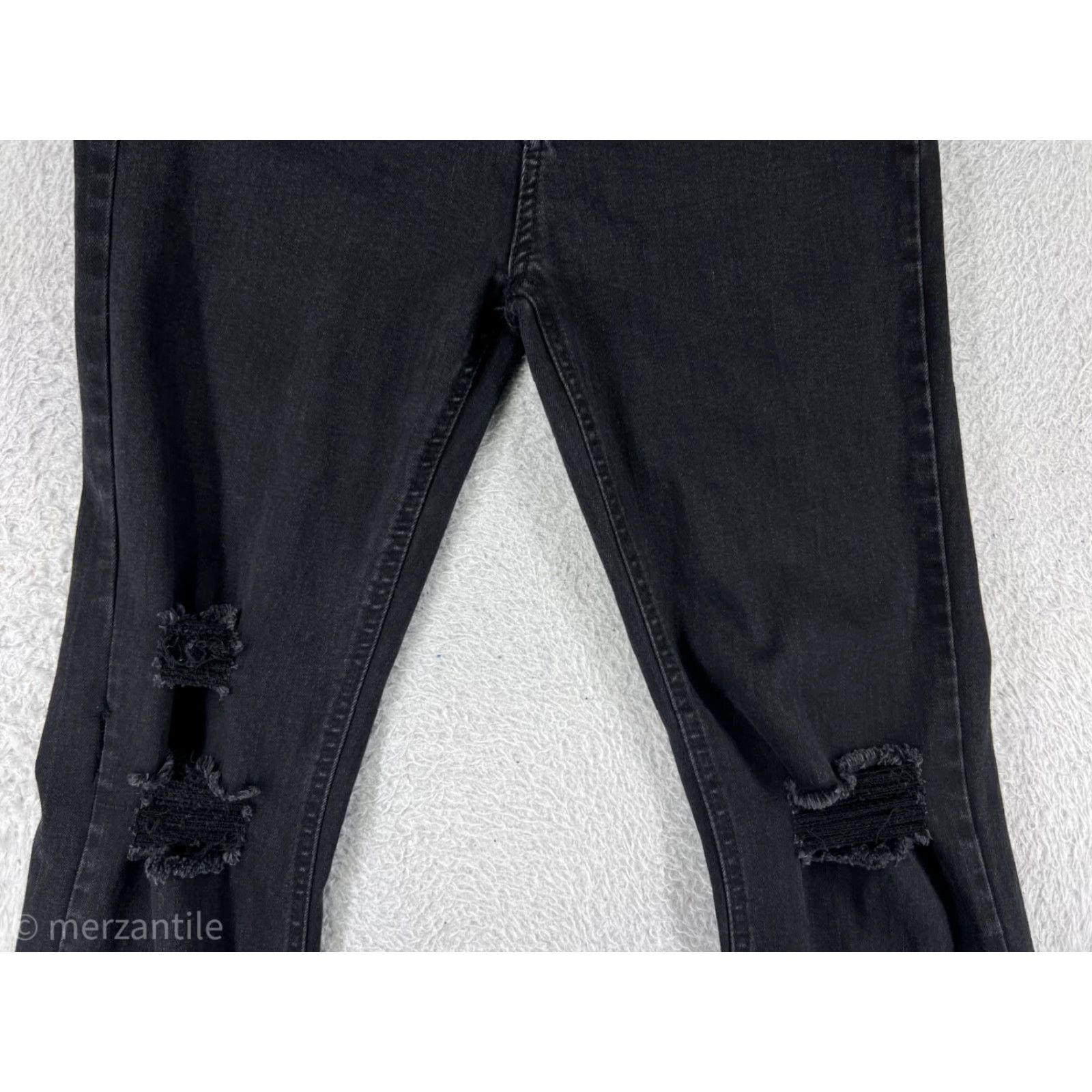 Vintage Wax Jean Jeans Women's Black Cotton Blend Denim Flared Stretch 3 Pockets Mid Rise 30 Inseam 23 Waist Denim Button Logo Embroidered Vintage No N/A Size 26" / US 2 / IT 38 - 6 Thumbnail